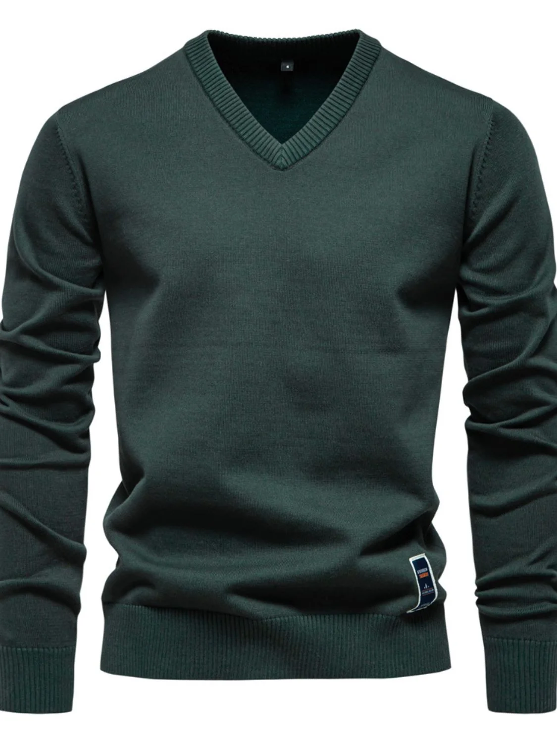 Men's Ribbed Hem V-Neck Long Sleeve Sweater - Image 7