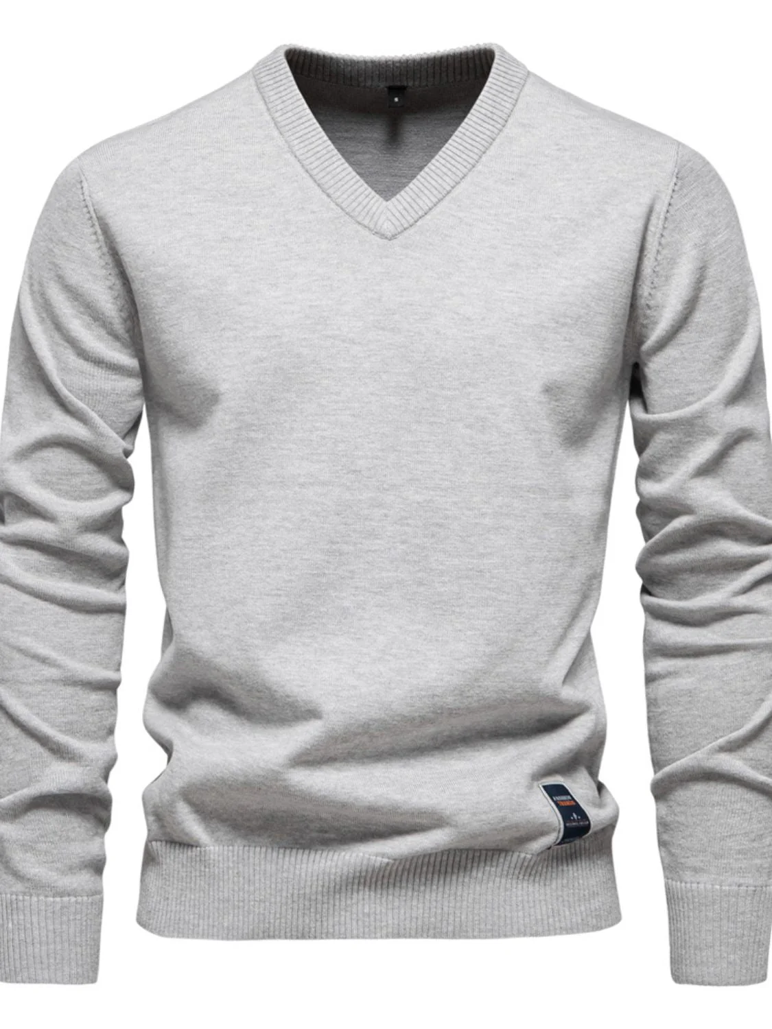 Men's Ribbed Hem V-Neck Long Sleeve Sweater - Image 8