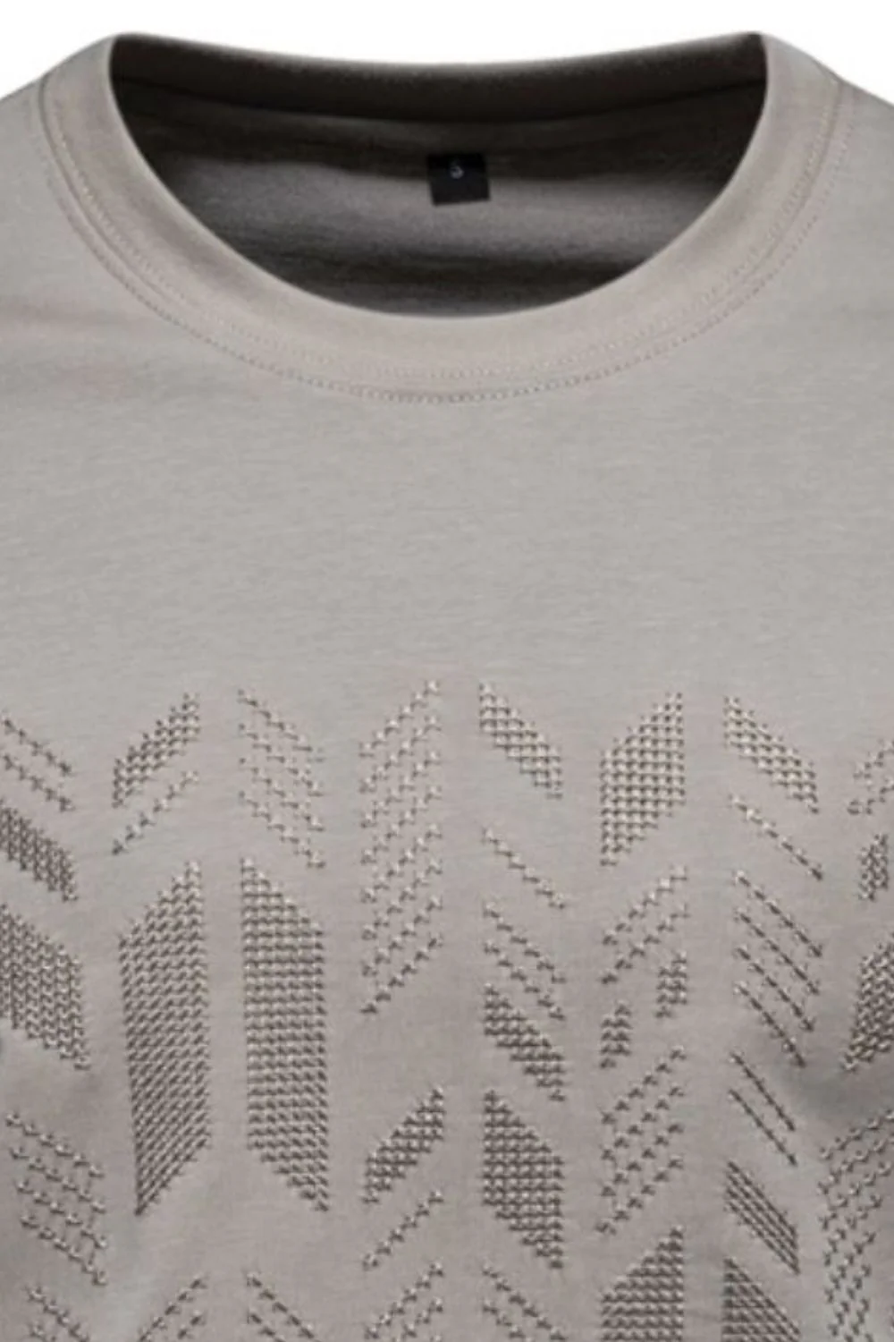 Men's Round Neck Geometric Embroidered T-Shirt - Image 5