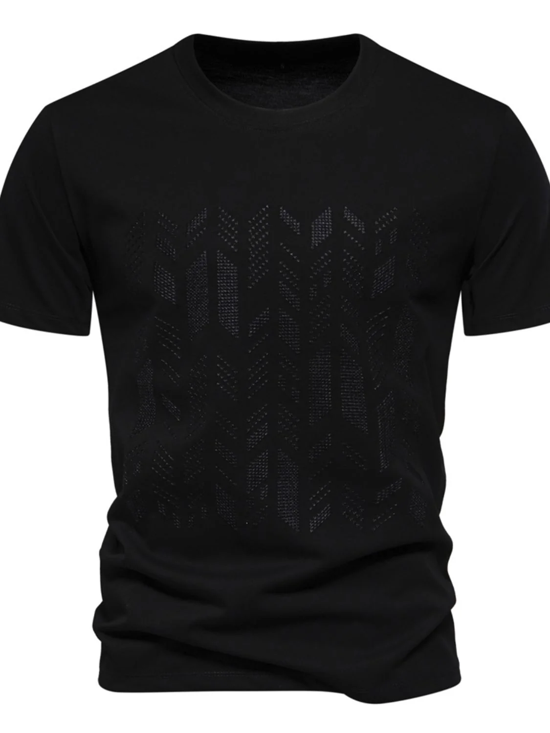 Men's Round Neck Geometric Embroidered T-Shirt - Image 7