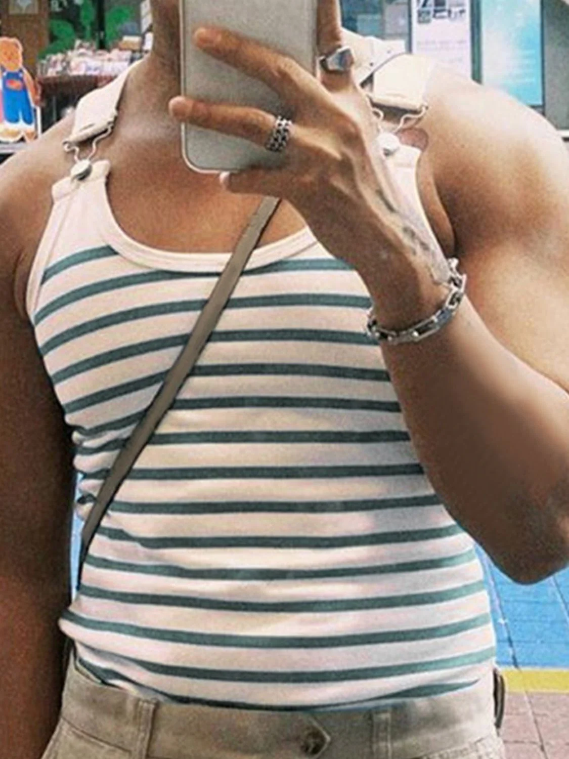 Men's Striped Wide Strap Tank - Image 3