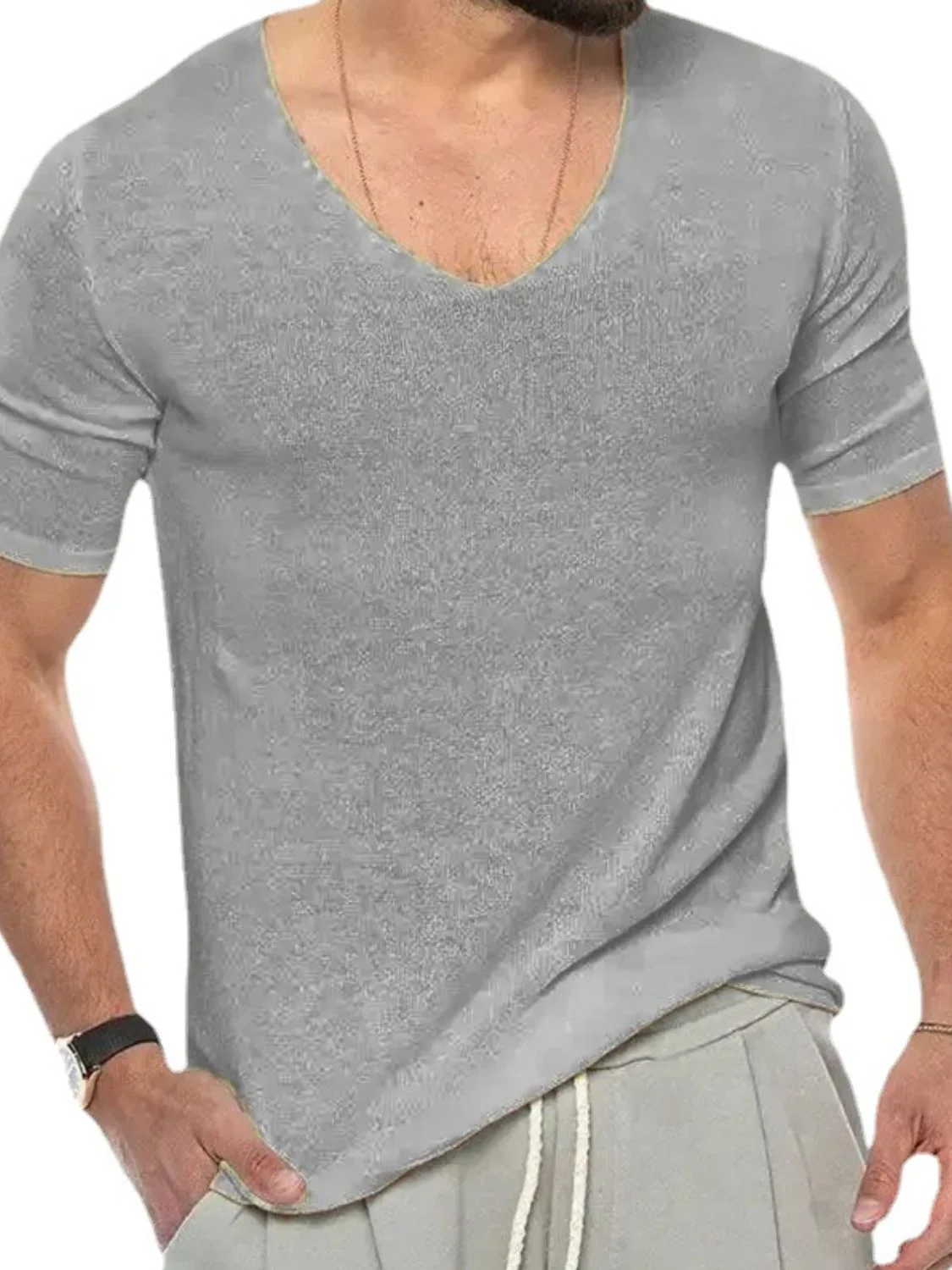 Men's V-Neck Short Sleeve T-Shirt - Image 2