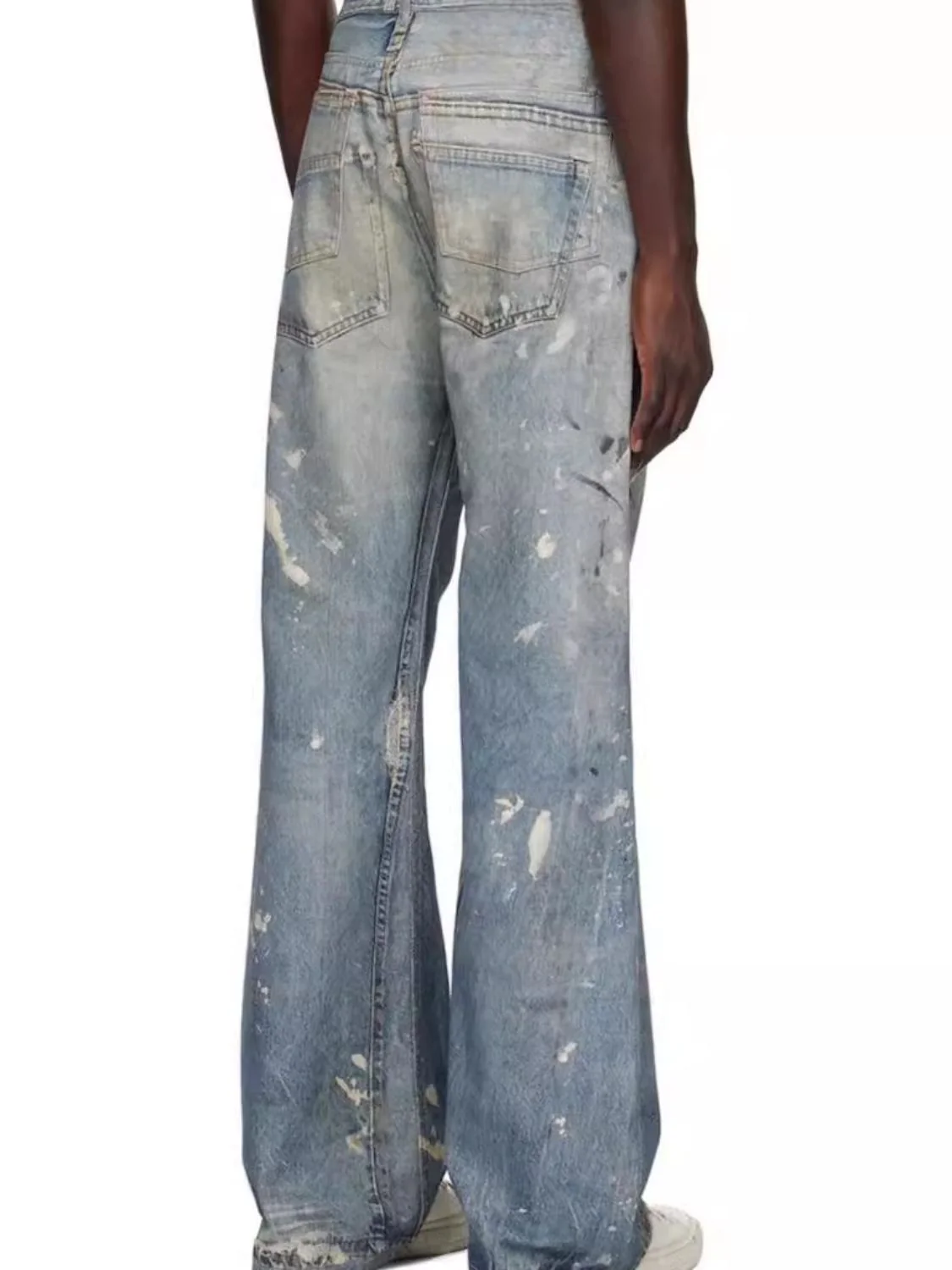 Men's Washed Button Fly Straight Jeans - Image 2