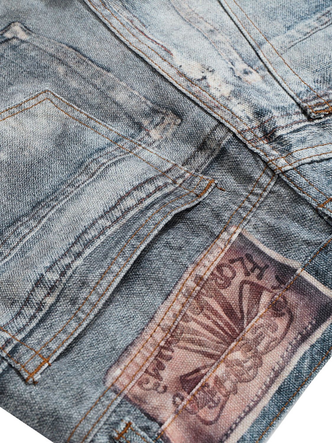Men's Washed Button Fly Straight Jeans - Image 5