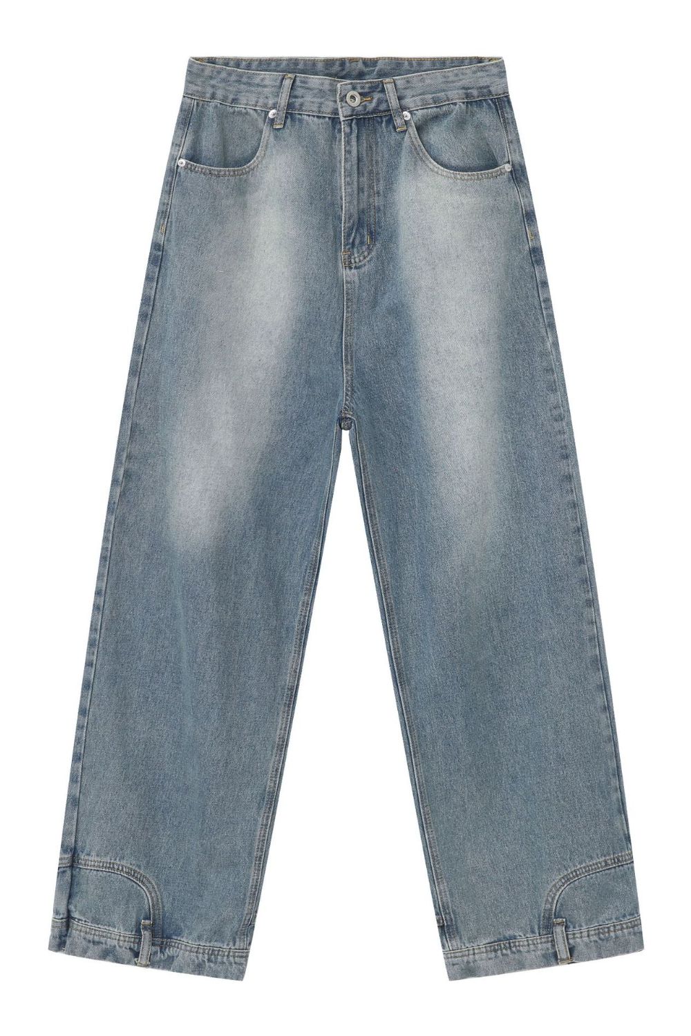 Men's Washed Loose Jeans with Pockets - Image 5
