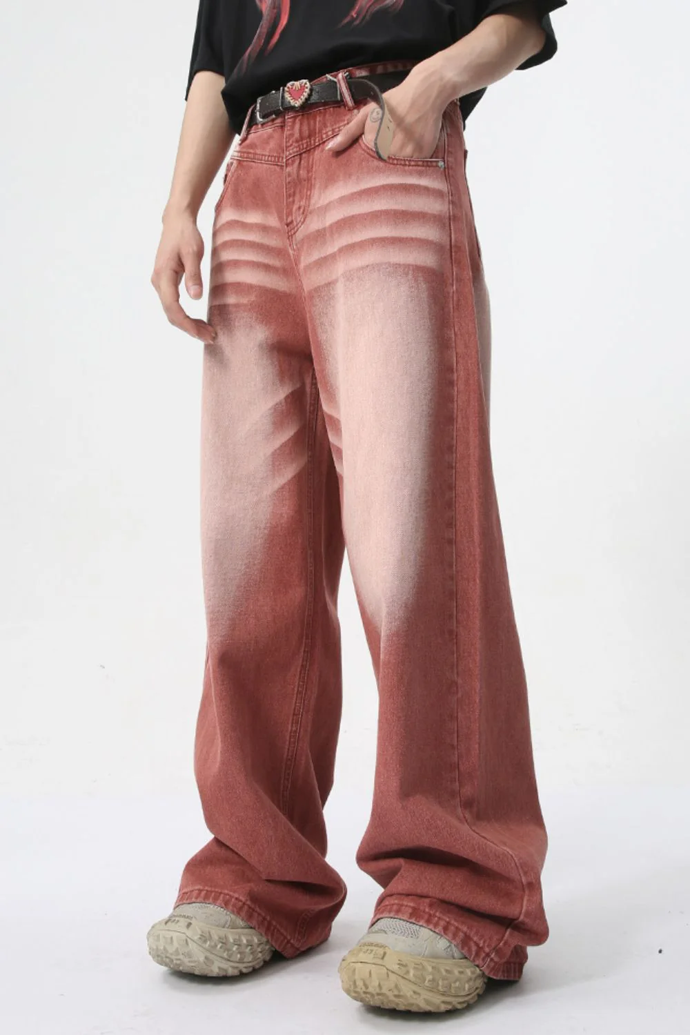 Men's Washed Wide Leg Jeans - Image 3