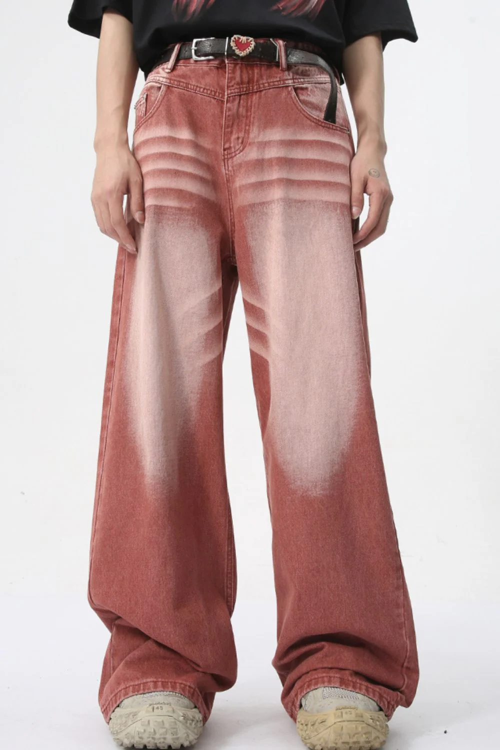 Men's Washed Wide Leg Jeans - Image 4