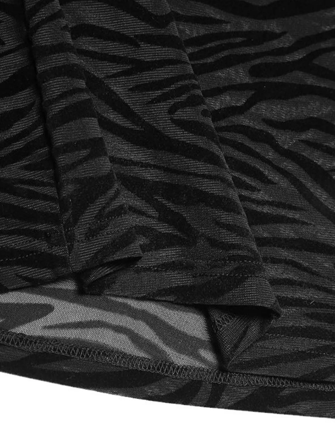 Men's Zebra Print Mock Neck Long Sleeve Mesh Top - Image 5