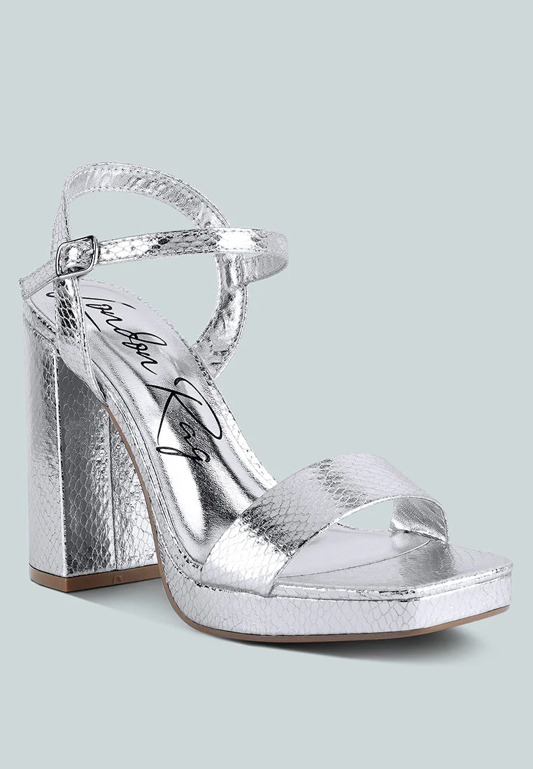 merengue textured high block heel sandals by London Rag - Image 3