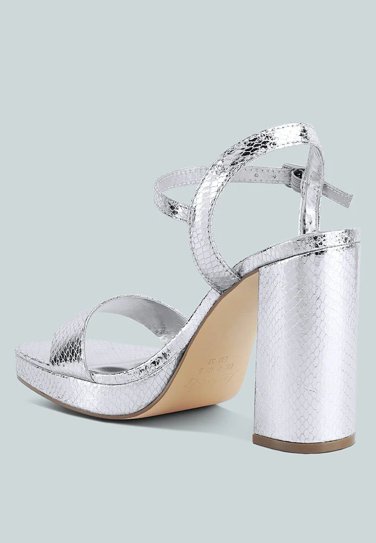 merengue textured high block heel sandals by London Rag - Image 4