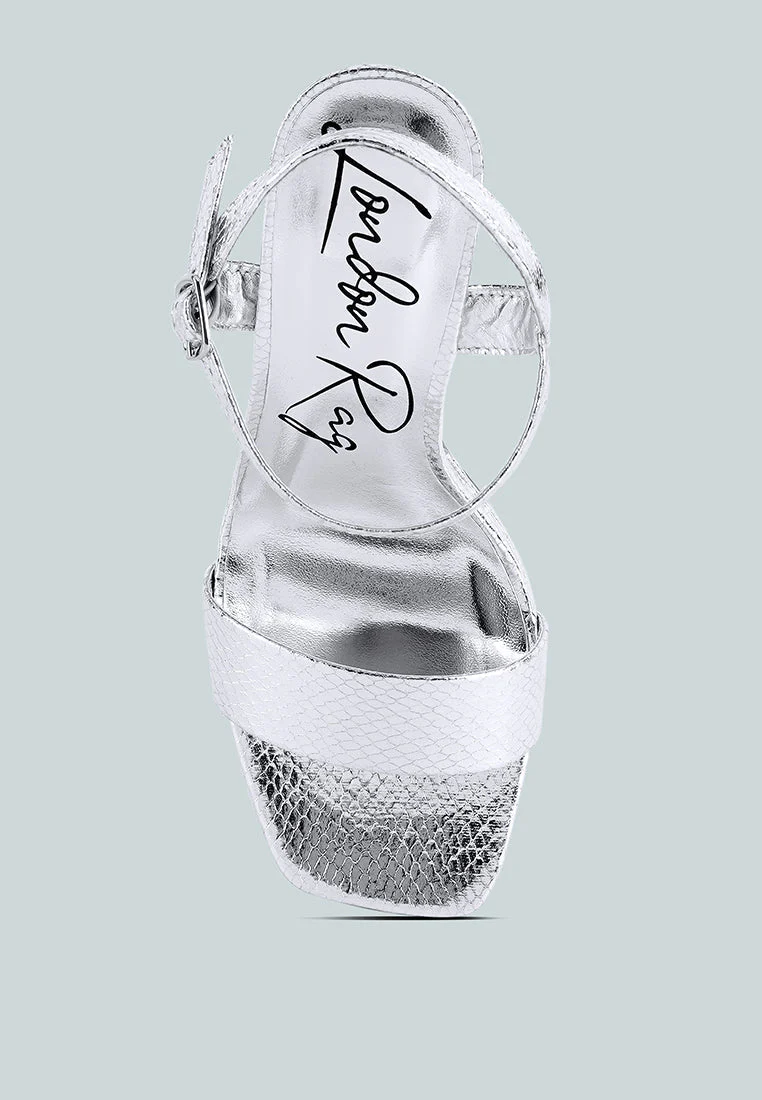 merengue textured high block heel sandals by London Rag - Image 5