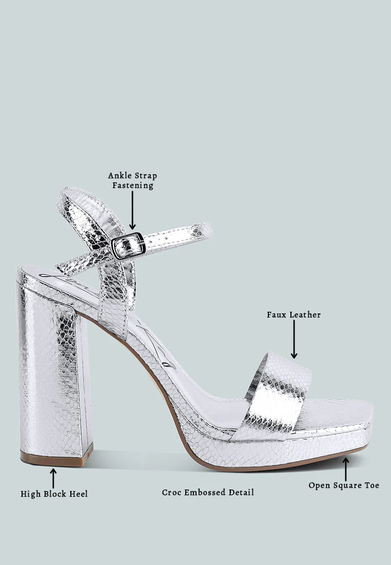 merengue textured high block heel sandals by London Rag - Image 6