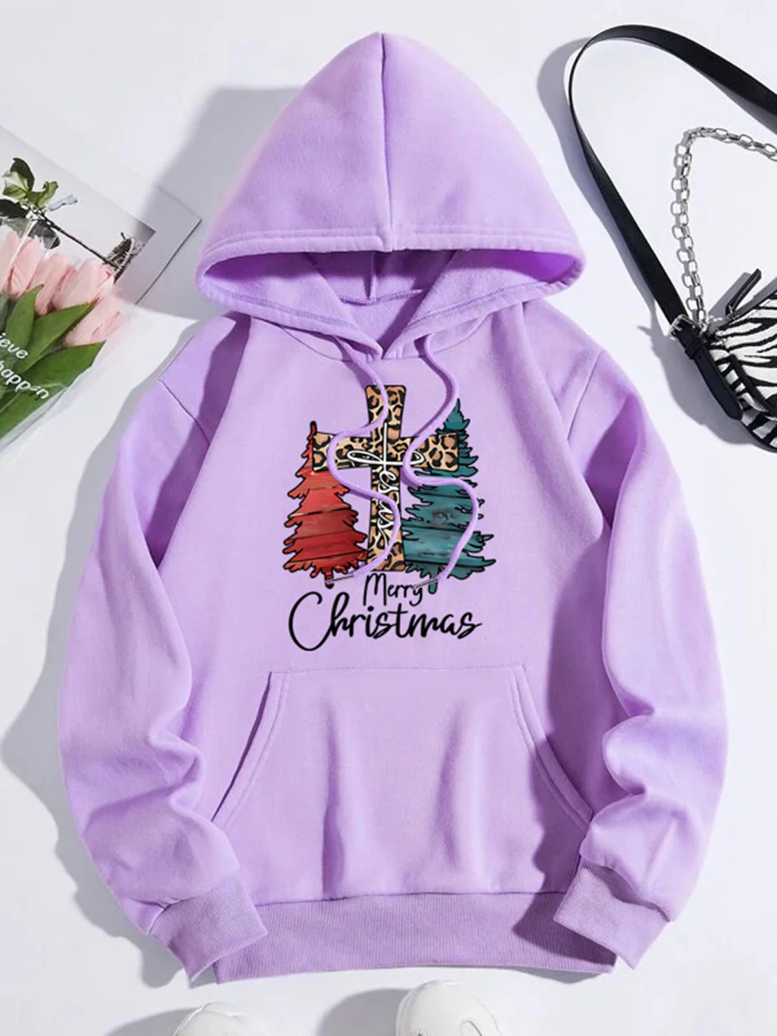 MERRY CHRISTMAS Graphic Drawstring Hoodie - Image 13