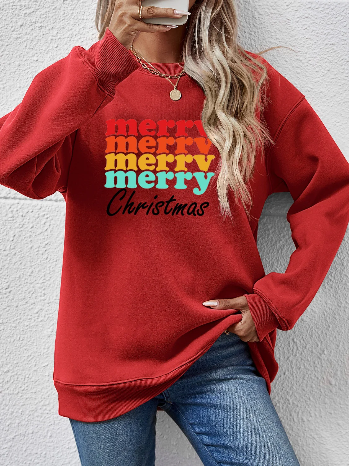 MERRY CHRISTMAS Graphic Long Sleeve Sweatshirt - Image 10