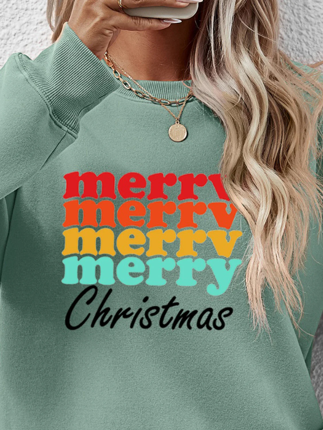 MERRY CHRISTMAS Graphic Long Sleeve Sweatshirt - Image 14