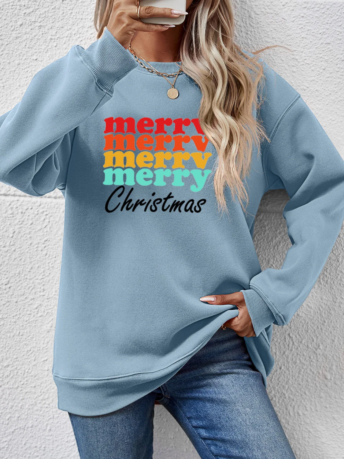 MERRY CHRISTMAS Graphic Long Sleeve Sweatshirt - Image 19