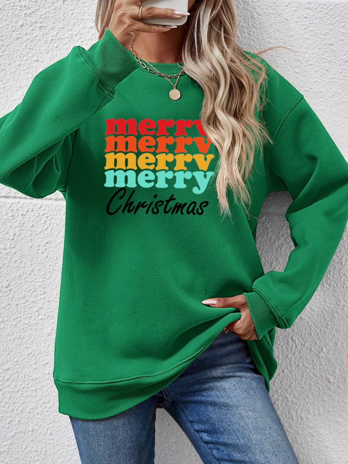 MERRY CHRISTMAS Graphic Long Sleeve Sweatshirt - Image 22
