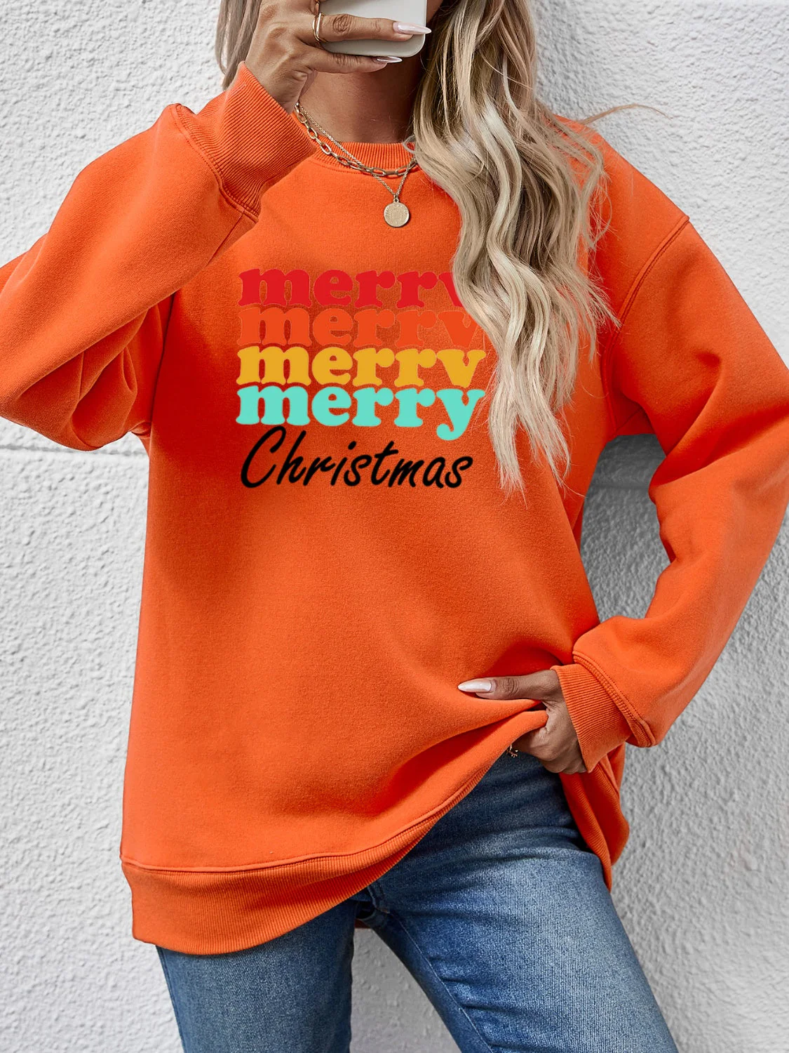 MERRY CHRISTMAS Graphic Long Sleeve Sweatshirt - Image 25