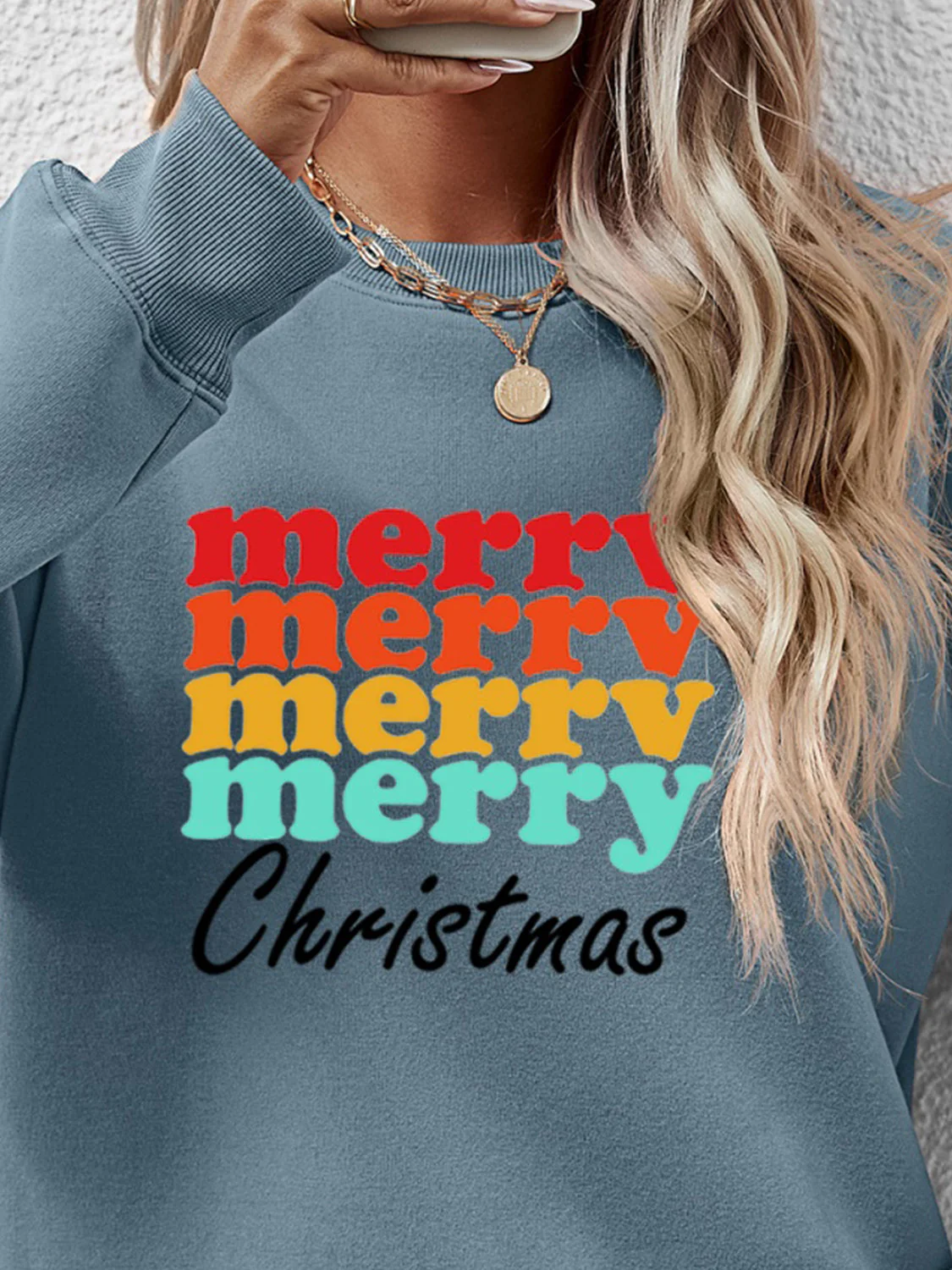 MERRY CHRISTMAS Graphic Long Sleeve Sweatshirt - Image 3