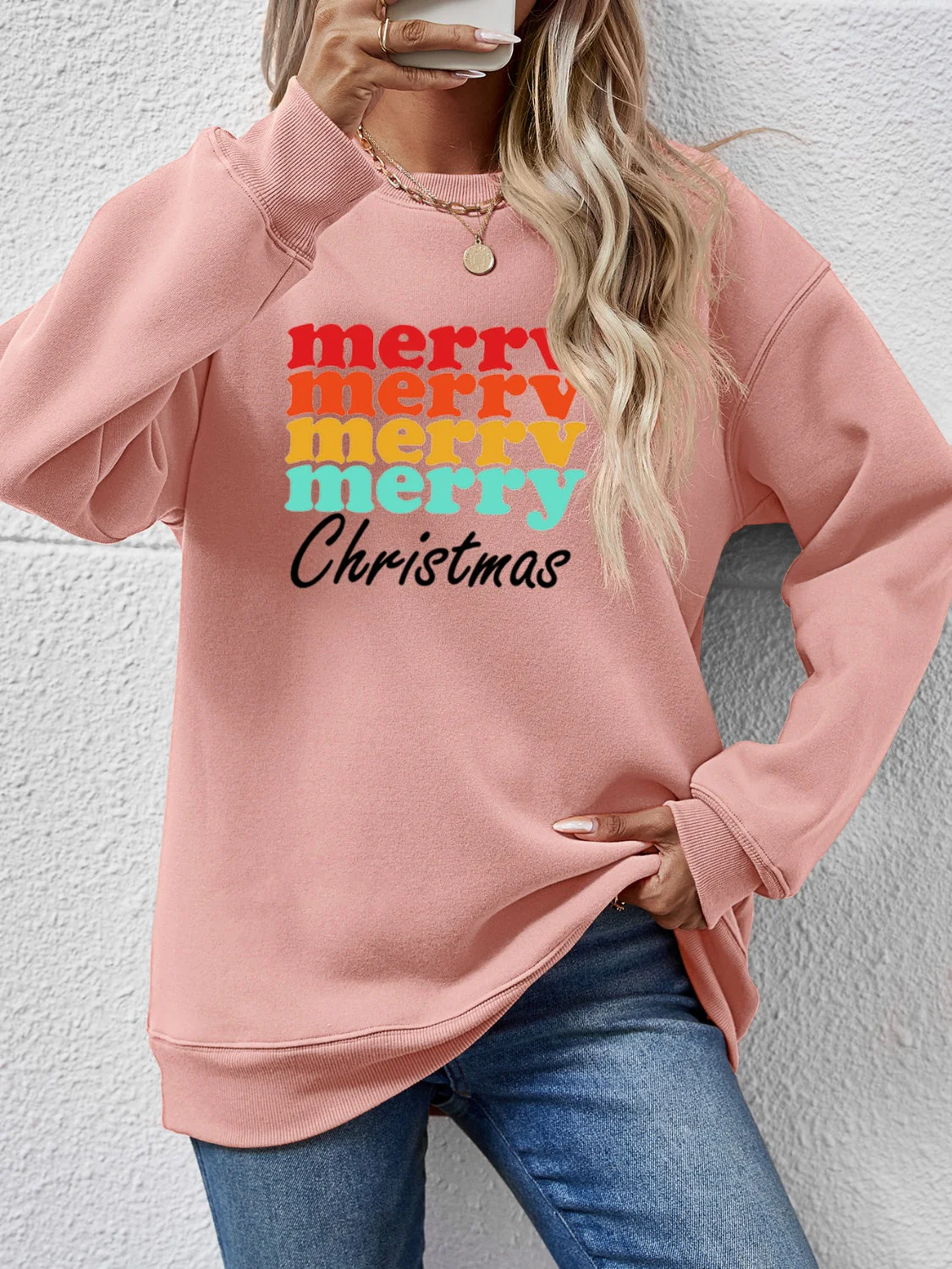 MERRY CHRISTMAS Graphic Long Sleeve Sweatshirt - Image 4