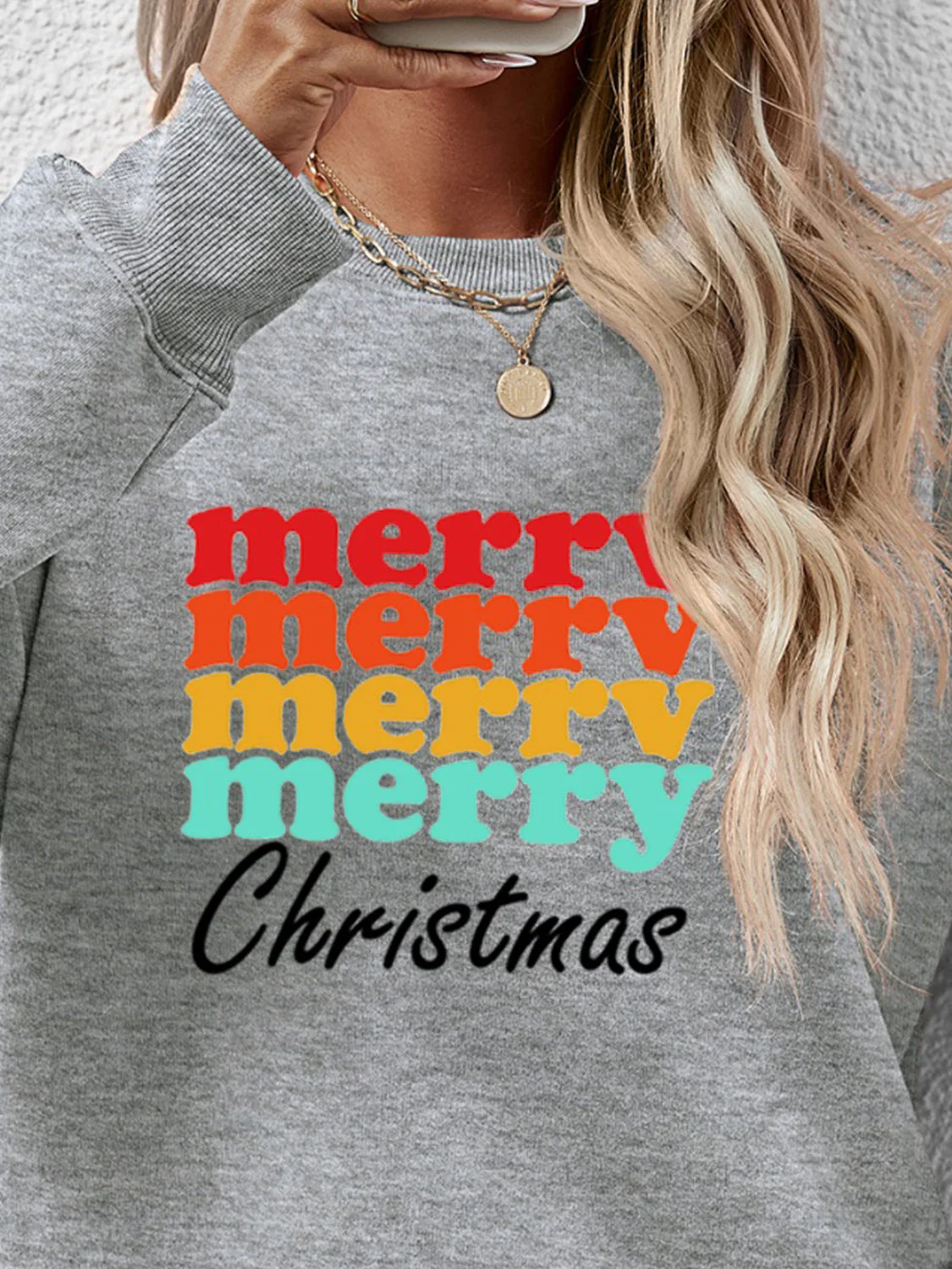 MERRY CHRISTMAS Graphic Long Sleeve Sweatshirt - Image 8