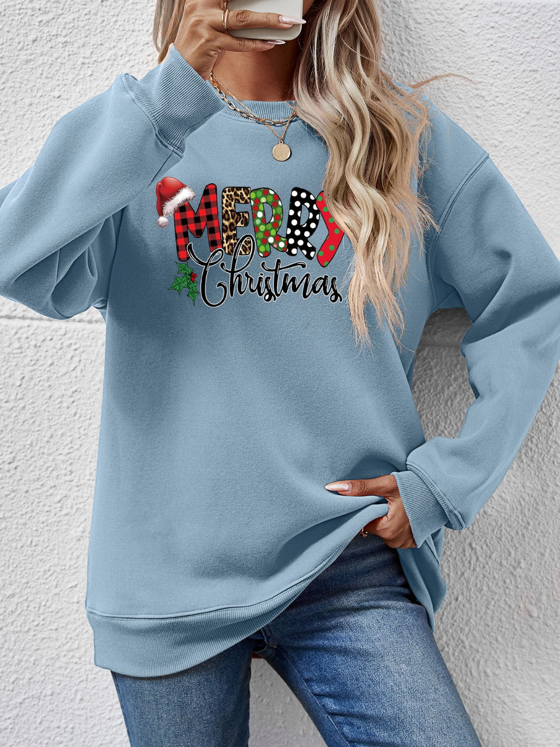 MERRY CHRISTMAS Round Neck Dropped Shoulder Sweatshirt - Image 16