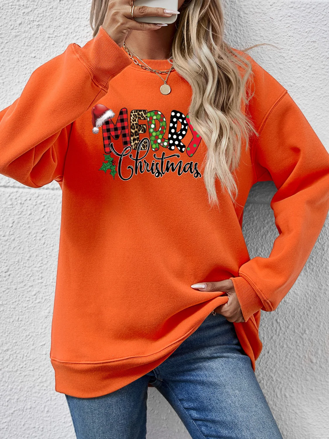 MERRY CHRISTMAS Round Neck Dropped Shoulder Sweatshirt - Image 22