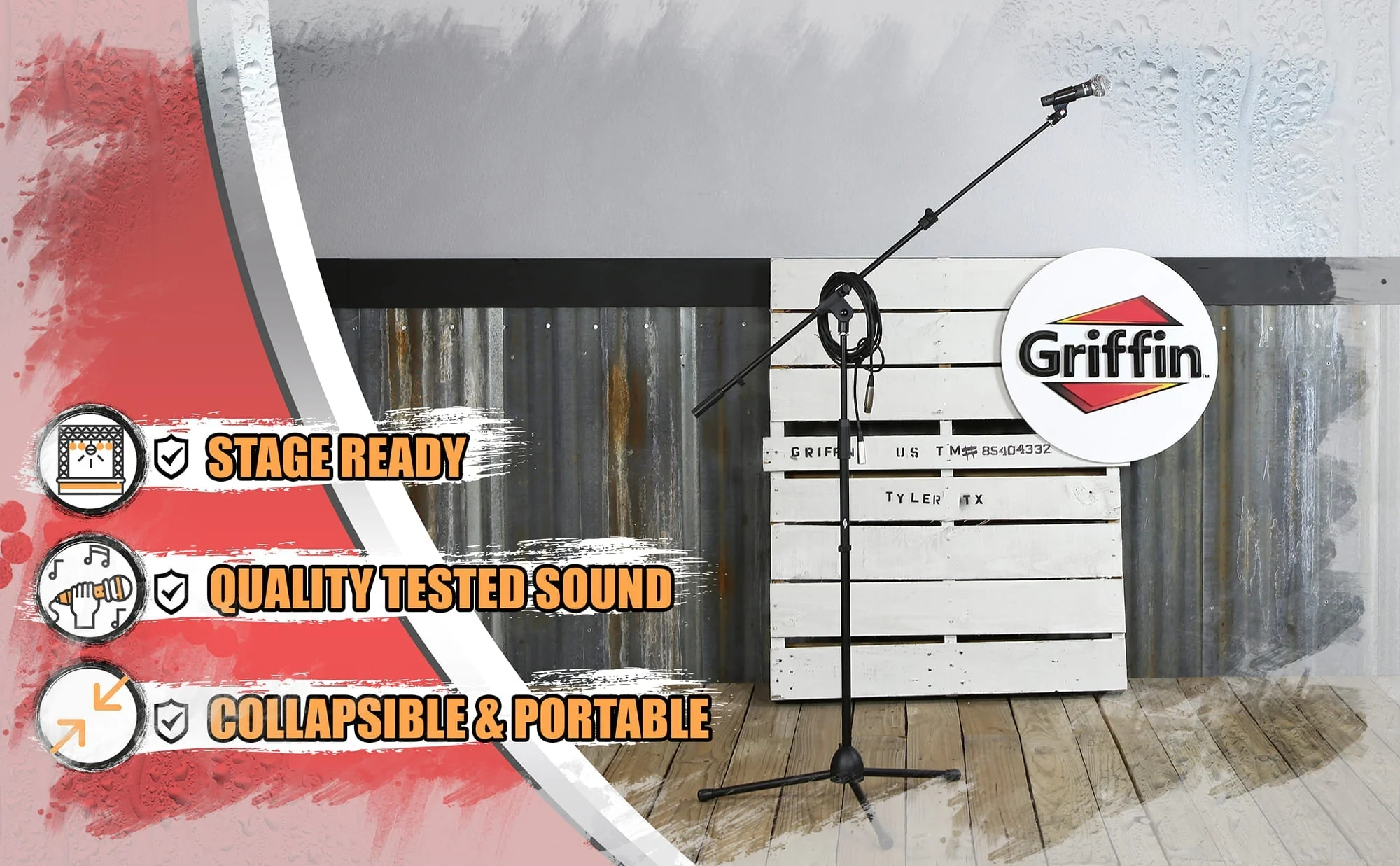 Microphone Stand Studio Package by GRIFFIN - Telescoping Boom Arm Mount & Tripod Holder - Singing Handheld Vocal Microphone, 20FT XLR Mic Cable by GeekStands.com - Image 9