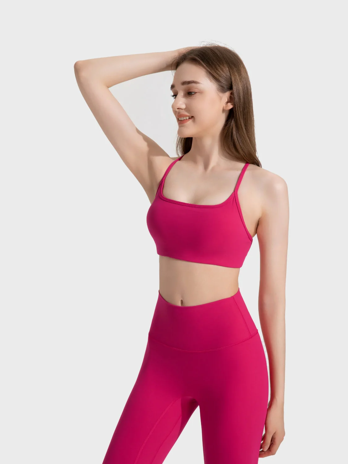 Millennia Crisscross Back Scoop Neck Active Cami with Detachable Chest Pads - Image 10