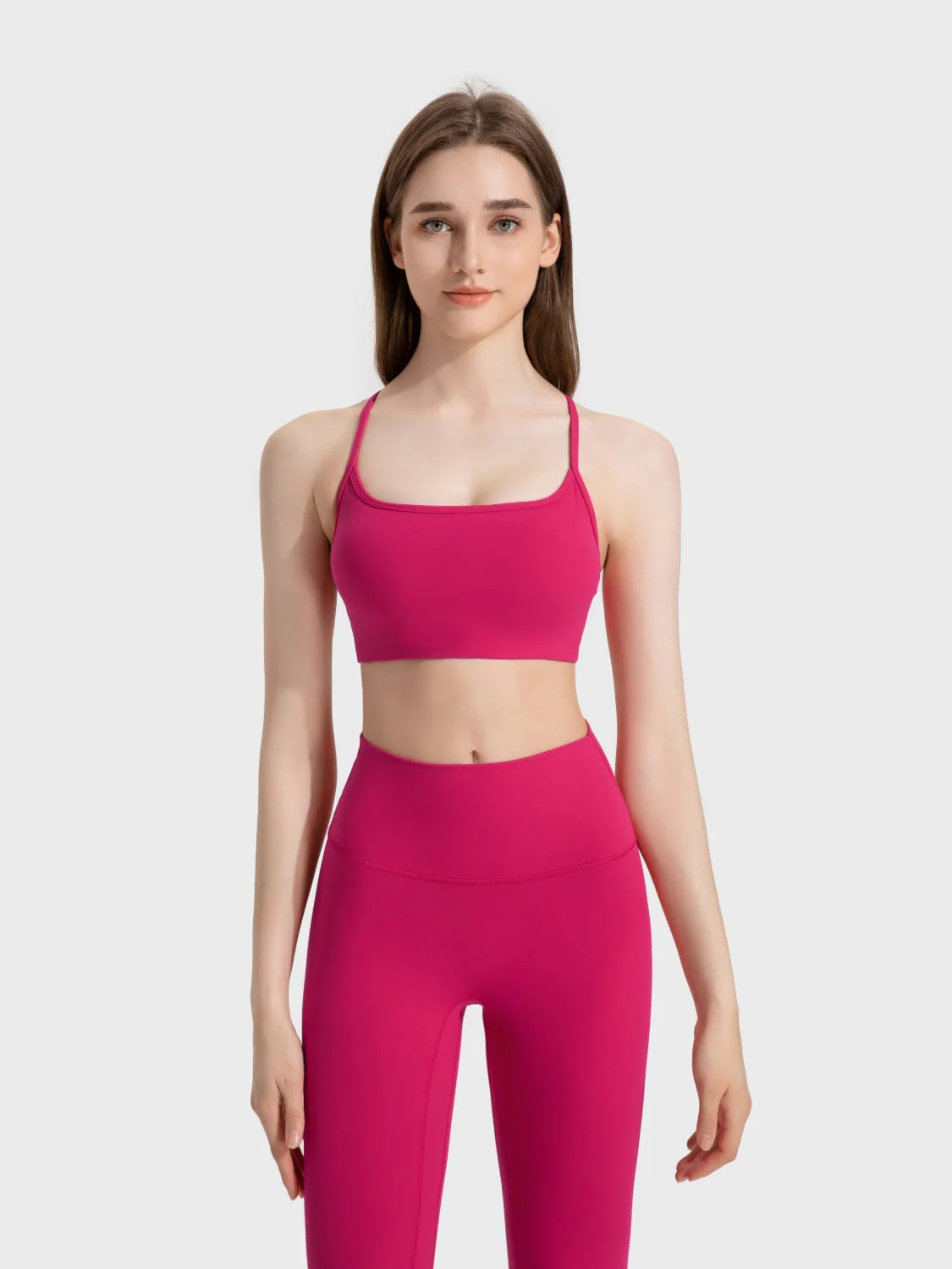Millennia Crisscross Back Scoop Neck Active Cami with Detachable Chest Pads - Image 11