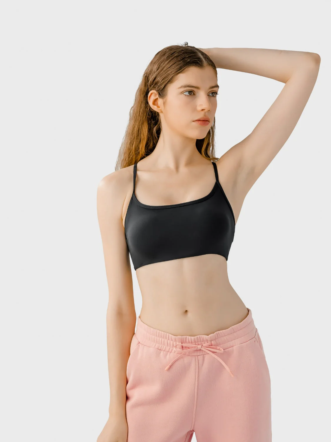 Millennia Crisscross Back Scoop Neck Active Cami with Detachable Chest Pads - Image 22