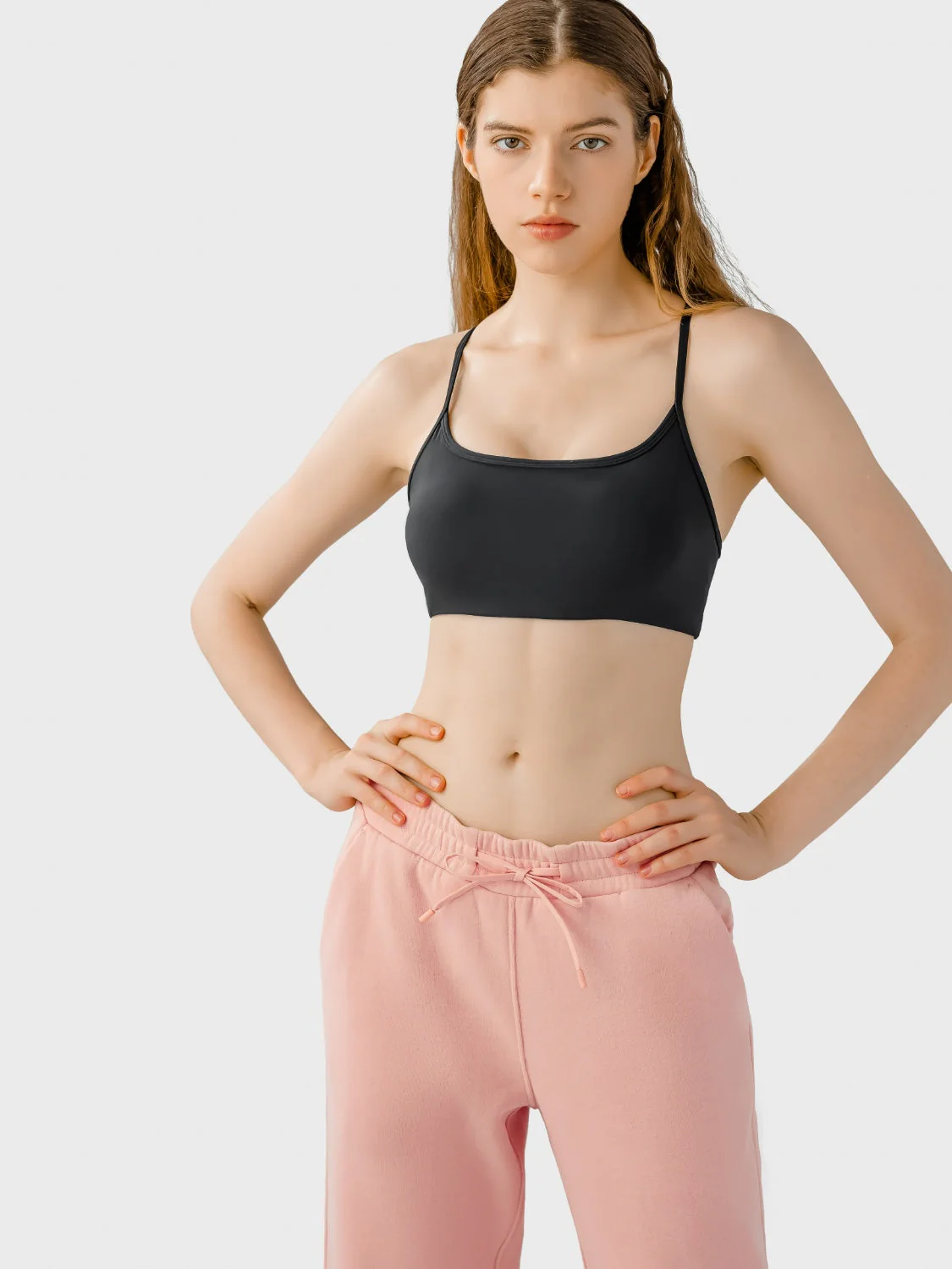 Millennia Crisscross Back Scoop Neck Active Cami with Detachable Chest Pads - Image 24
