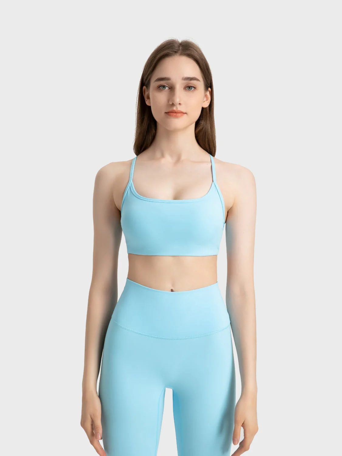 Millennia Crisscross Back Scoop Neck Active Cami with Detachable Chest Pads - Image 26