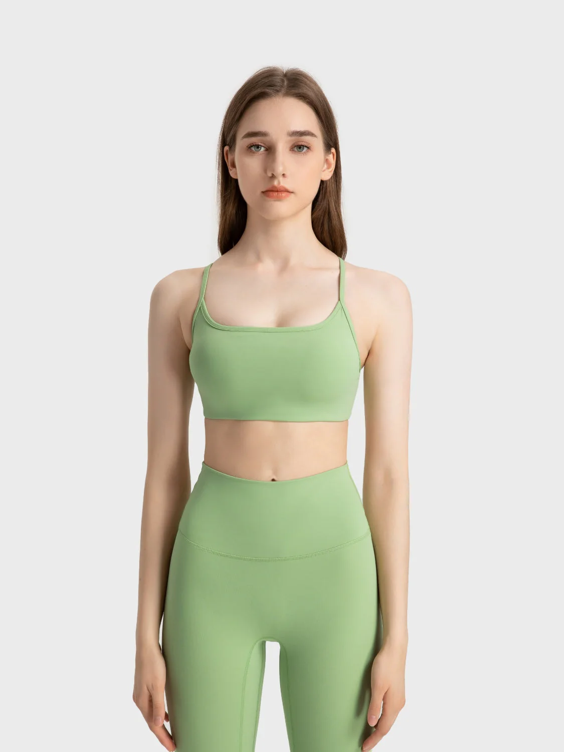 Millennia Crisscross Back Scoop Neck Active Cami with Detachable Chest Pads - Image 28