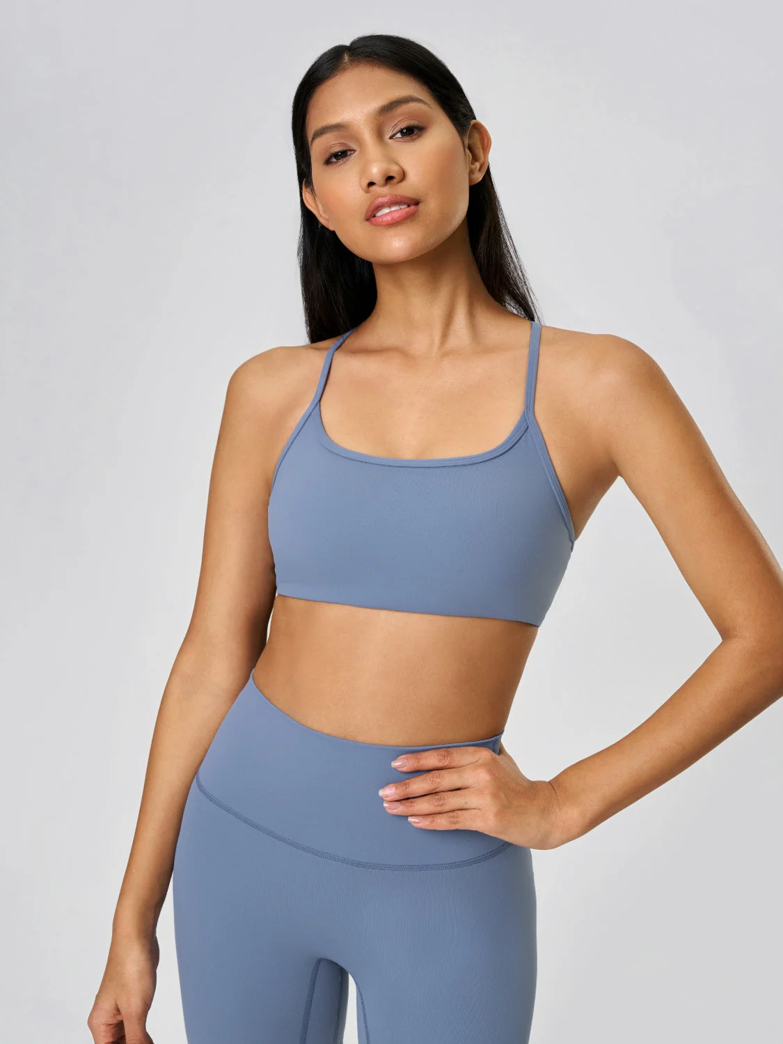 Millennia Crisscross Back Scoop Neck Active Cami with Detachable Chest Pads - Image 4
