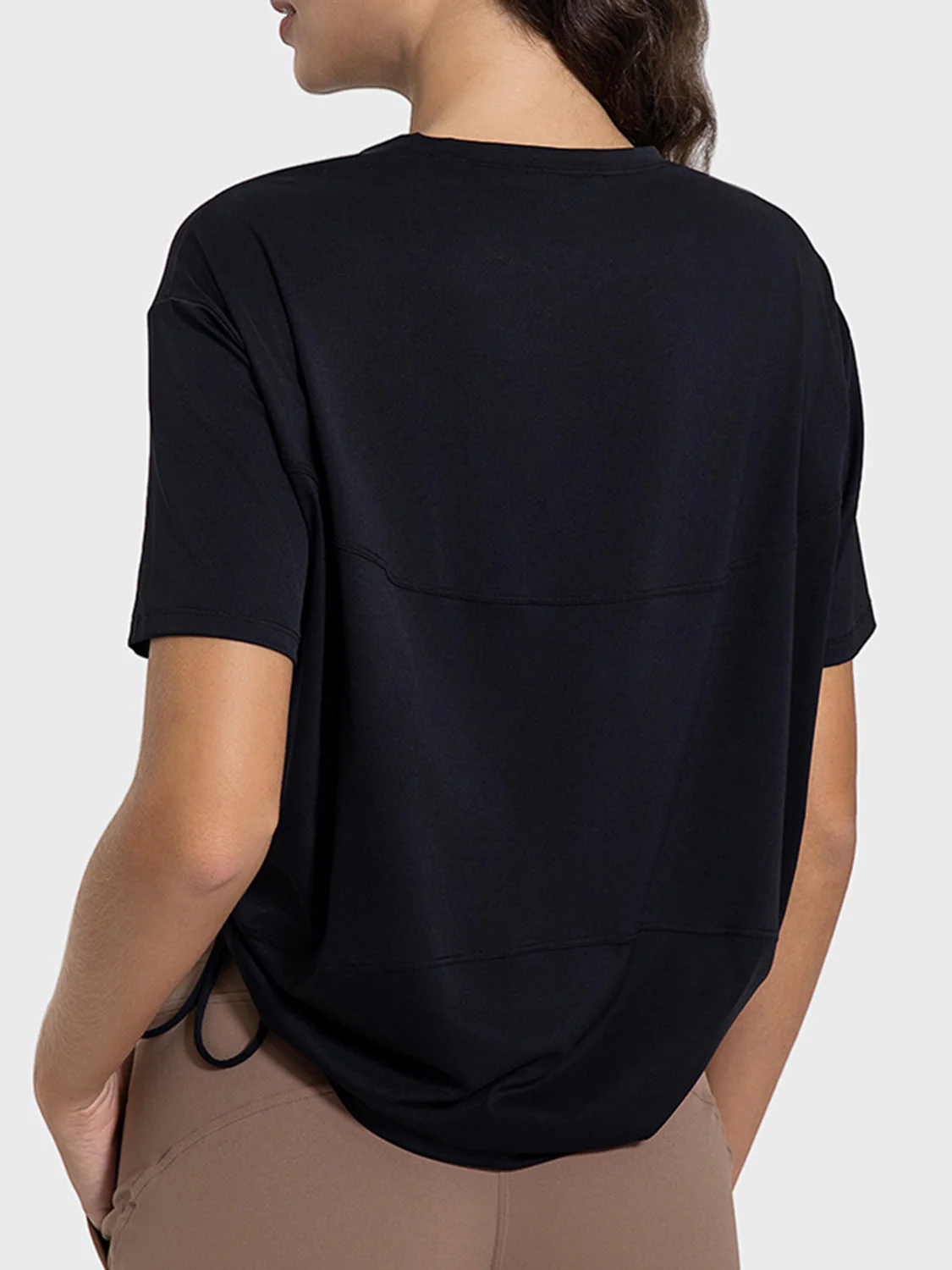 Millennia Drawstring Round Neck Short Sleeve Active T-Shirt - Image 12