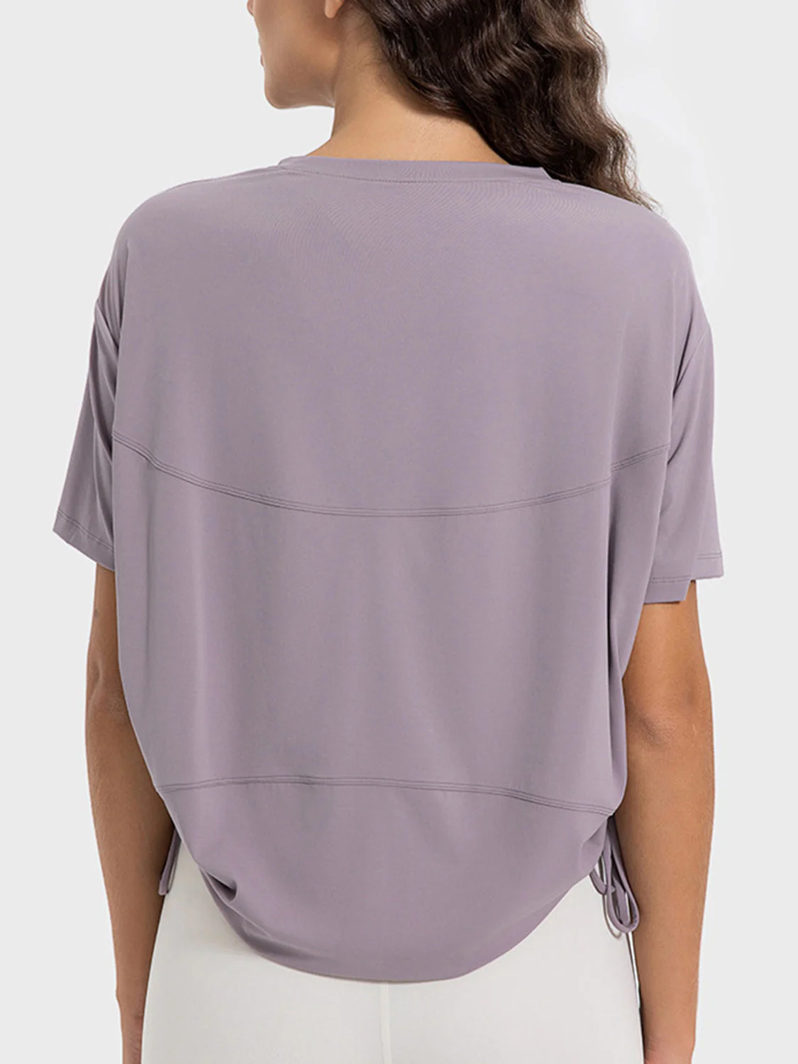 Millennia Drawstring Round Neck Short Sleeve Active T-Shirt - Image 15
