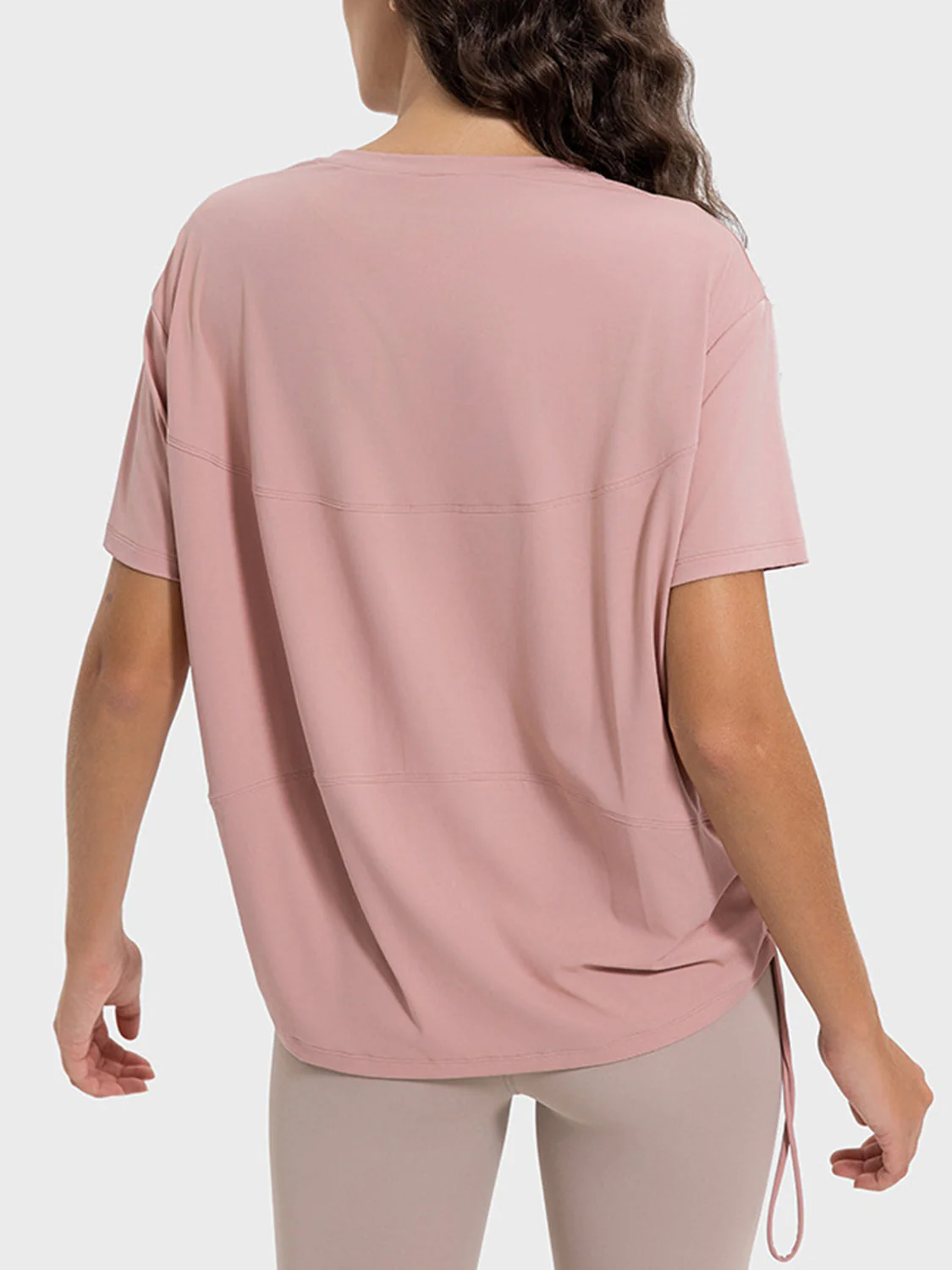 Millennia Drawstring Round Neck Short Sleeve Active T-Shirt - Image 2