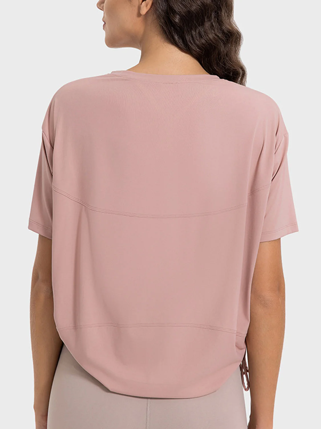 Millennia Drawstring Round Neck Short Sleeve Active T-Shirt - Image 4
