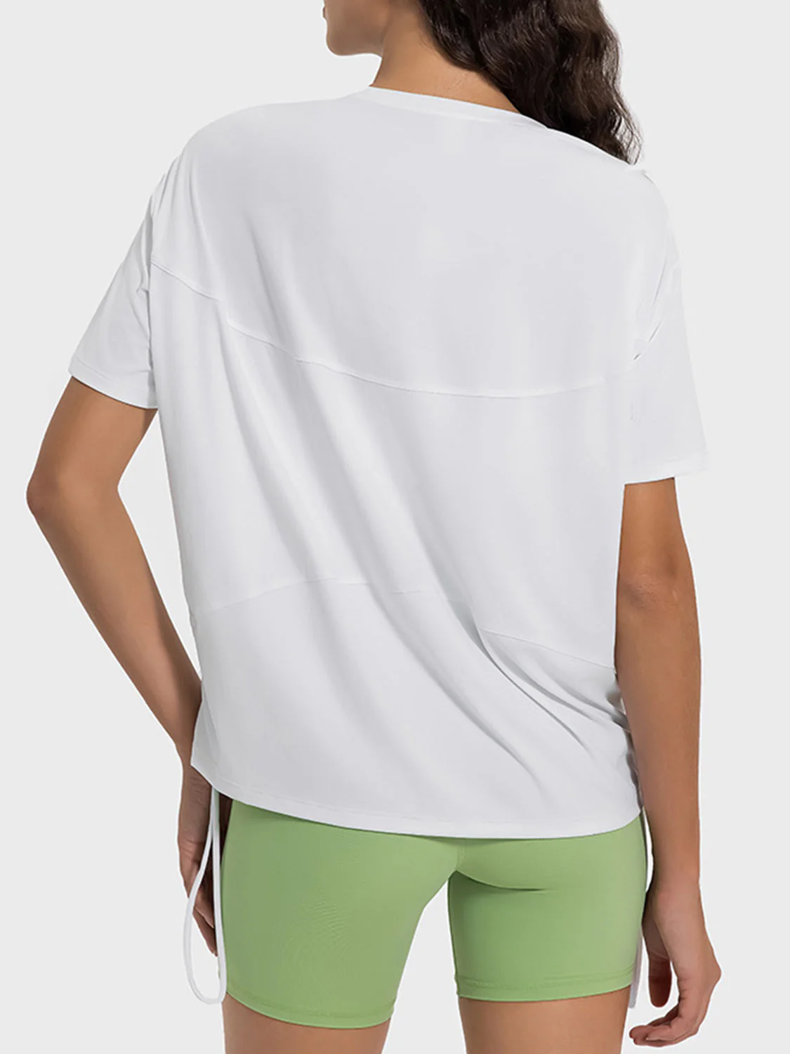 Millennia Drawstring Round Neck Short Sleeve Active T-Shirt - Image 9