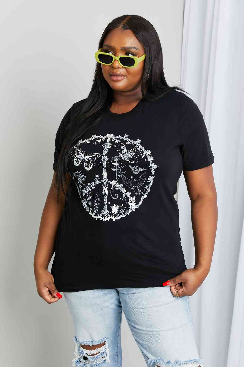 mineB Full Size Butterfly Graphic Tee Shirt - Image 3