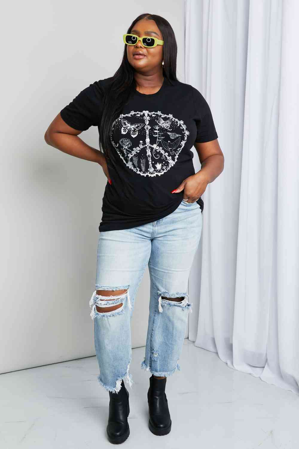 mineB Full Size Butterfly Graphic Tee Shirt - Image 6