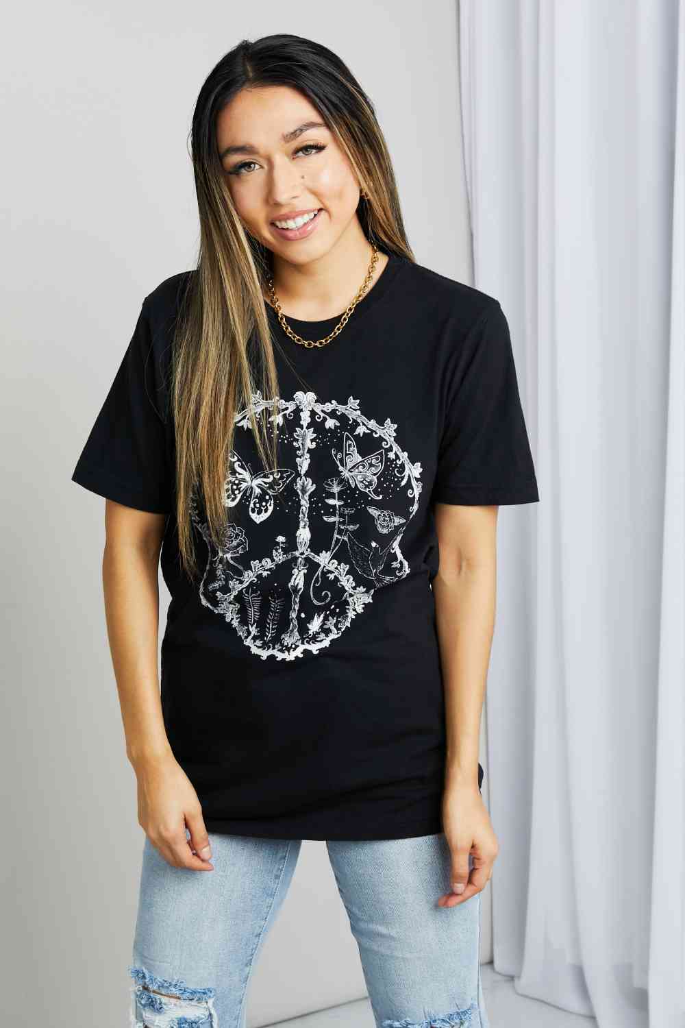 mineB Full Size Butterfly Graphic Tee Shirt - Image 8