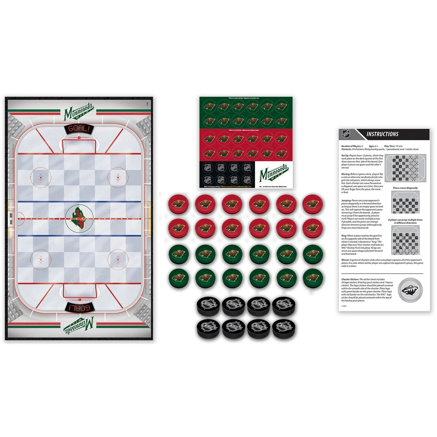 Minnesota Wild Checkers Board Game by MasterPieces Puzzle Company INC - Image 2