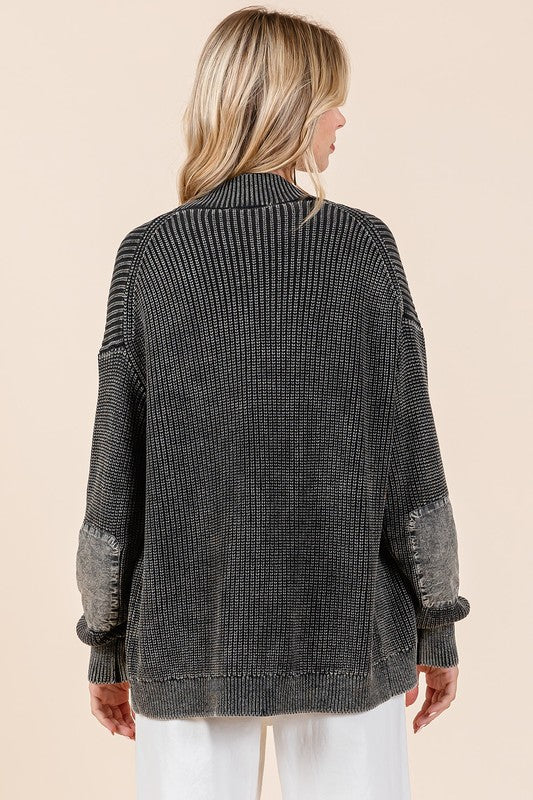 Mittoshop Contrast Patch Open Front Mineral Wash Cardigan - Image 2