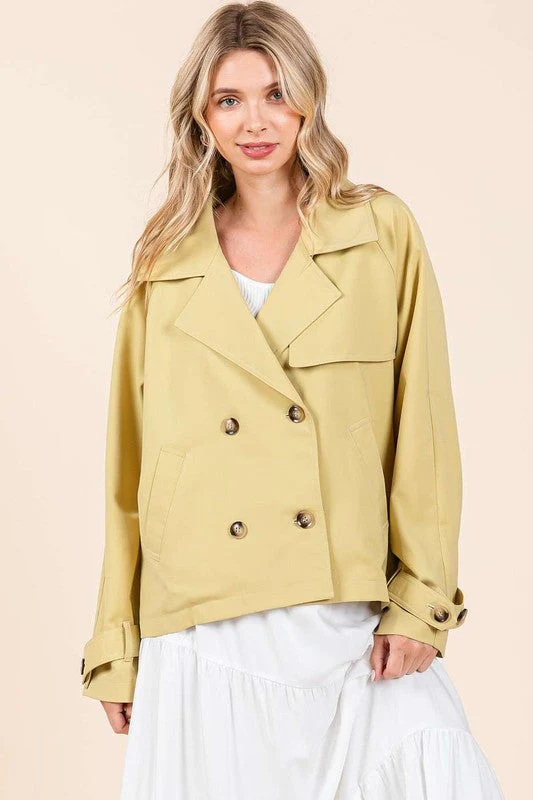 Mittoshop Double Breasted Long Sleeve Trench Coat Jacket - Image 3