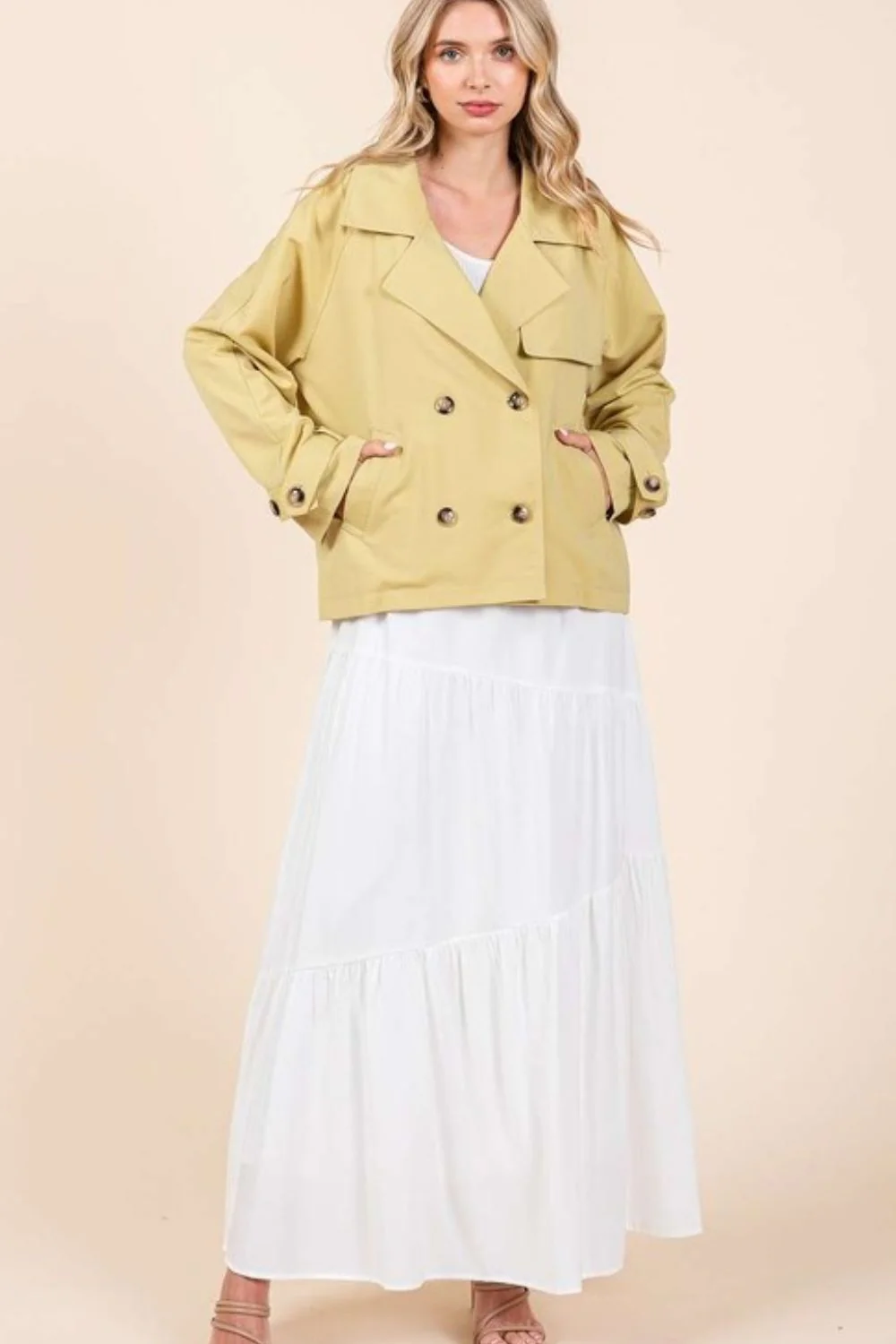 Mittoshop Double Breasted Long Sleeve Trench Coat Jacket - Image 6