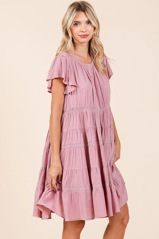 Mittoshop Lace Detail Ruffled Button Down Tiered Dress - Image 3