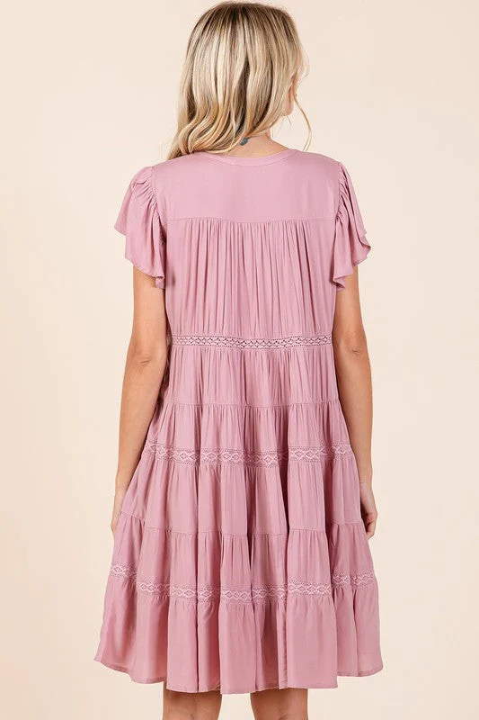 Mittoshop Lace Detail Ruffled Button Down Tiered Dress - Image 4