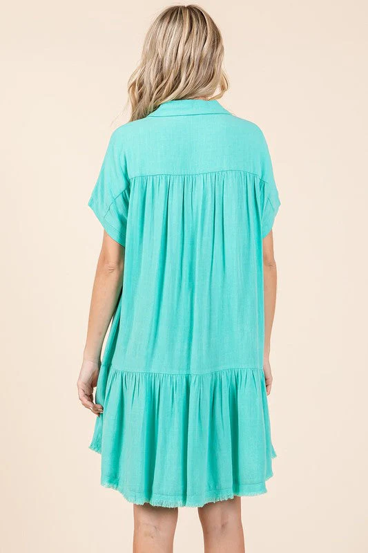 Mittoshop Linen Blend Button Down Shirt Mini Dress - Image 5